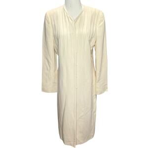 Vintage Valentino Miss V Coat Womens 12 /46 Cream Pleated Front Pockets Timeless